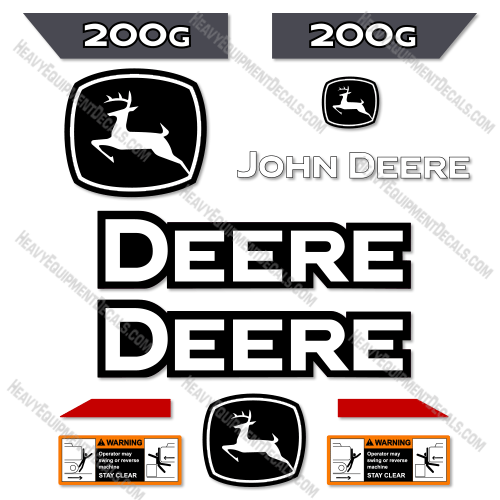 Fits John Deere 200G LC Excavator Decal Kit - 2021+ 200, 200g, 200g lc, 200glc, decal kit, excavator, john deere