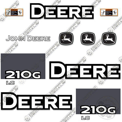 Fits John Deere 210 G LC Excavator Decal Kit 210, 210g, 210g lc, 210glc, decal kit, excavator, john deere