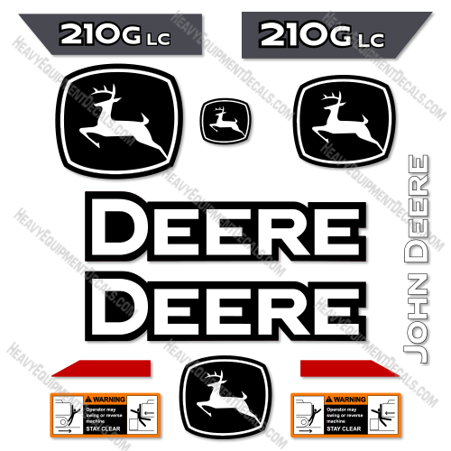 Fits John Deere 210G LC Excavator Decal Kit - 2021+ 210, 210g, 210g lc, 210glc, decal kit, excavator, john deere