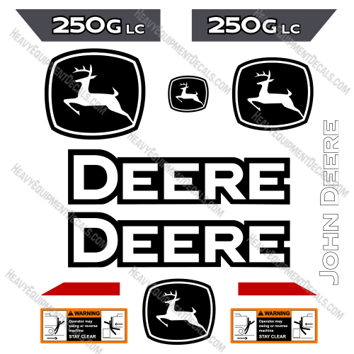 Fits John Deere 250G LC Excavator Decal Kit - 2021+ 250, 250g, 250g lc, 250glc, decal kit, excavator, john deere