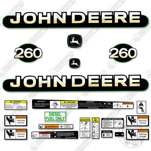 Fits John Deere 260 Skid Steer Decal Kit decal kit, excavator, john deere