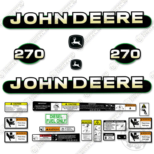 Fits John Deere 270 Skid Steer Decal Kit decal kit, john deere