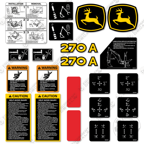 Fits John Deere 270A Decal Kit Backhoe Attachment 270, 270a, decal kit