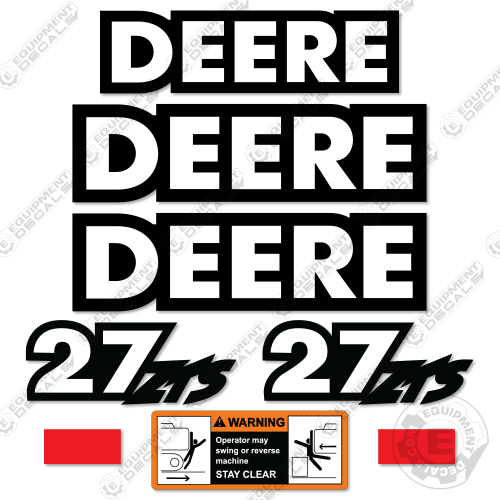 Fits John Deere 27 ZTS Excavator Decal Kit 27, 27zts, decal kit, excavator, john deere