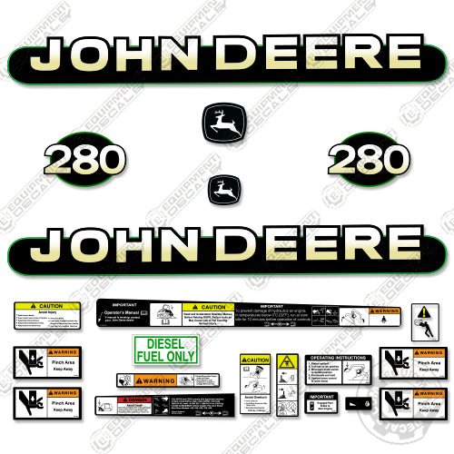 Fits John Deere 280 Skid Steer Decal Kit decal kit, excavator, john deere