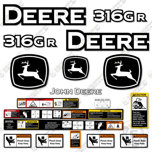 Fits John Deere 316GR Decal Kit Skid Steer - PRE 2020 316, 316g, 316gr, decal kit, john deere, Skid Steer