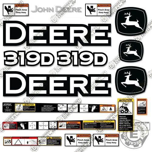 Fits John Deere 319D Decal Kit Skid Steer - Warning Stickers 319, 319d, decal kit, john deere, Skid Steer
