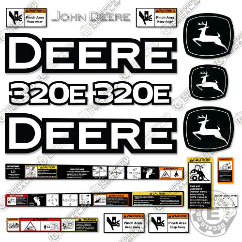 Fits John Deere 320E Decal Kit Skid Steer - Warning Stickers 320, decal kit, john deere, Skid Steer