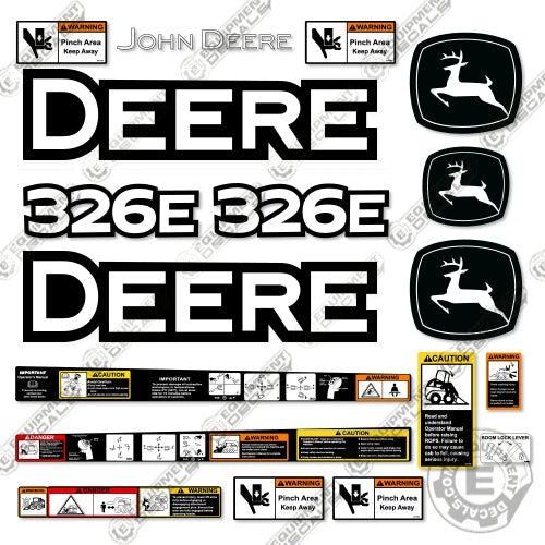 Fits John Deere 326E Skid Steer Decal Kit 326, 326e, decal kit, john deere, Skid Steer
