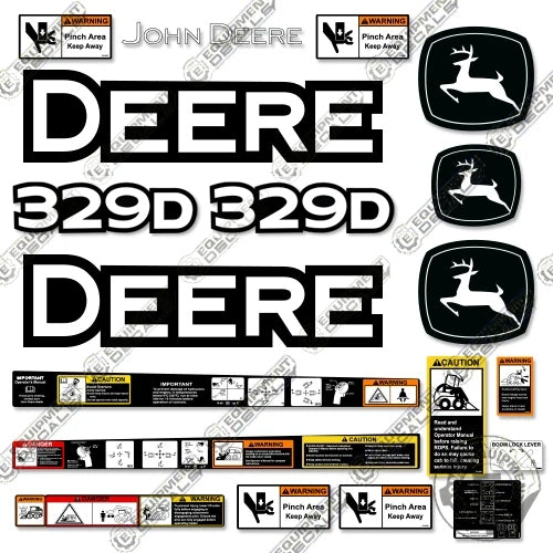 Fits John Deere 329D Decal Kit Skid Steer (With Warnings) 329, 329d, decal kit, john deere, Skid Steer