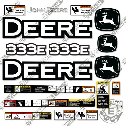 Fits John Deere 333E Decal Kit Skid Steer - Warning Stickers 333, decal kit, john deere, Skid Steer
