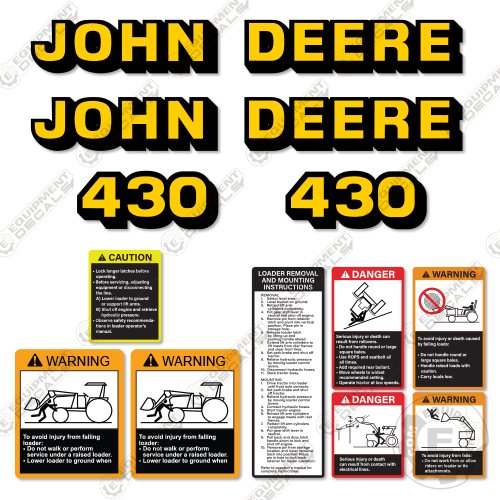 Fits John Deere 430 Decal Kit Loader Attachment decal kit