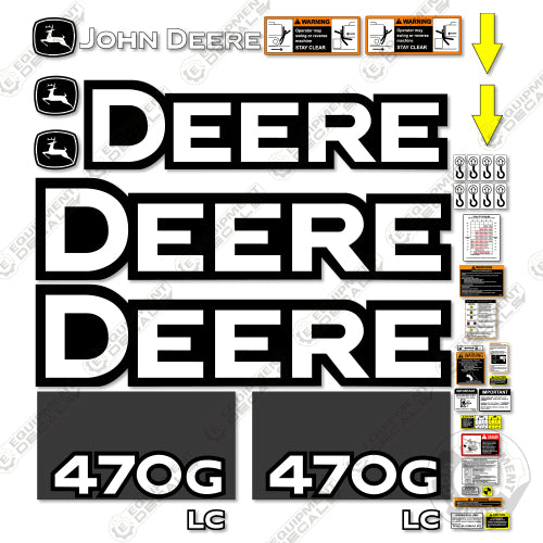 Fits John Deere 470G LC Decal Kit Excavator 470, 470g, 470glc, decal kit, excavator, glc, john deere