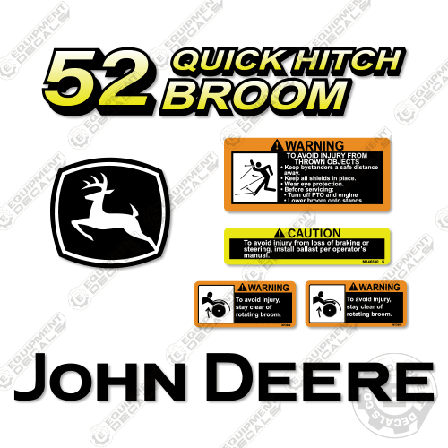 Fits John Deere 52 Quick Hitch Decal Kit Broom 5203, 5203w, decal kit