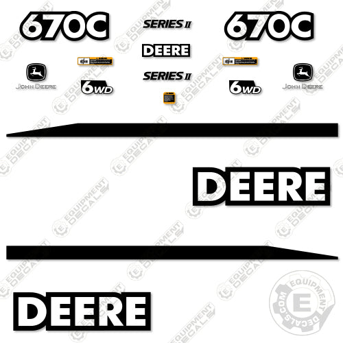 Fits John Deere 670C Series II Decal Kit Motor Grader - Scraper 670, 670c, 6wd, decal kit