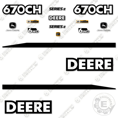 Fits John Deere 670CH Series II Decal Kit Motor Grader - Scraper 670, 670c, 670ch, 6wd, decal kit