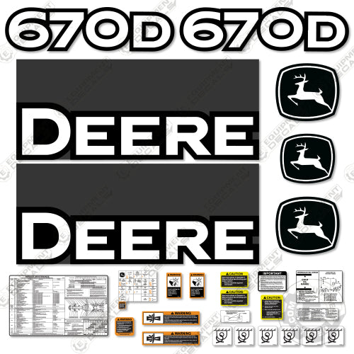 Fits John Deere 670D Decal Kit Motor Grader (2004-2009) - Scraper 670, 670d, decal kit