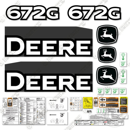 Fits John Deere 672G Decal Kit Motor Grader (2013) - Scraper 672, 672-g, 672g, decal kit