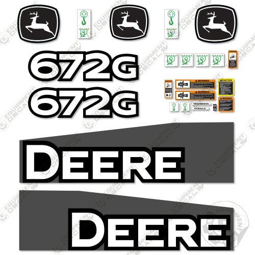 Fits John Deere 672G Decal Kit Motor Grader (2014-2019) - Scraper 670, 672g, decal kit