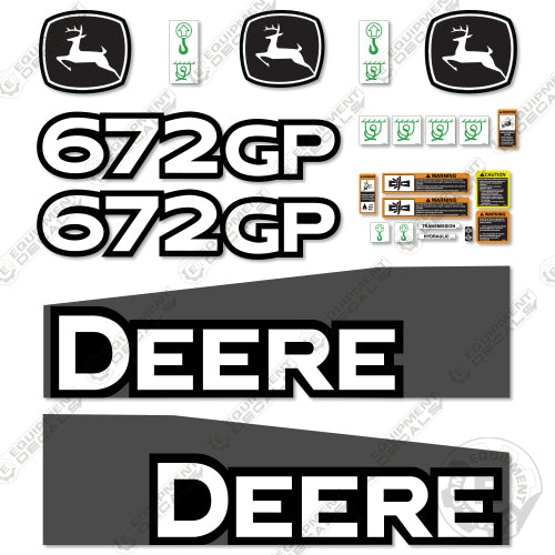 Fits John Deere 672GP Decal Kit Motor Grader (2014-2019) - Scraper 672, 672gp, decal kit