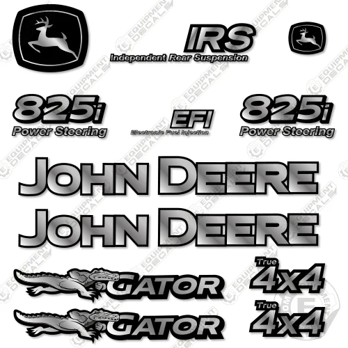 Fits John Deere Gator 825i Decal Kit Custom Silver - Utility Vehicle 825, 825i, decal kit, excavator, john deere