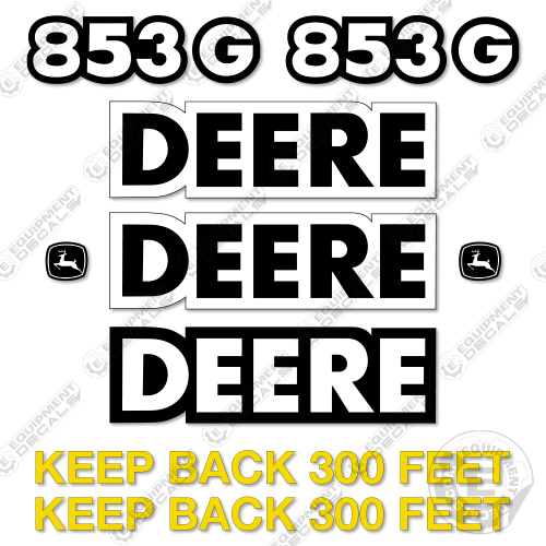Fits John Deere 853G Decal Kit Feller Buncher 853, 853g, decal kit