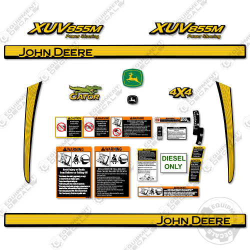 Fits John Deere 855M Decal Kit Gator Utility Vehicle 855, 855m, decal kit, excavator, john deere, xub855m, xuv855