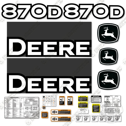 Fits John Deere 870D Decal Kit Motor Grader (2004-2009) - Scraper 870, 870d, decal kit