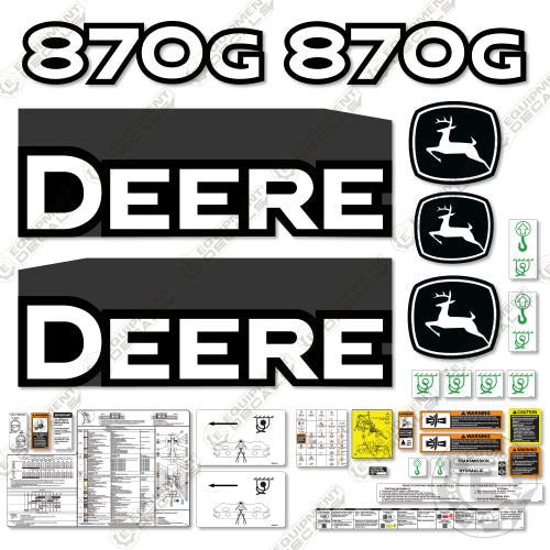 Fits John Deere 870G Decal Kit Motor Grader (2013) - Scraper 870, 870g, decal kit