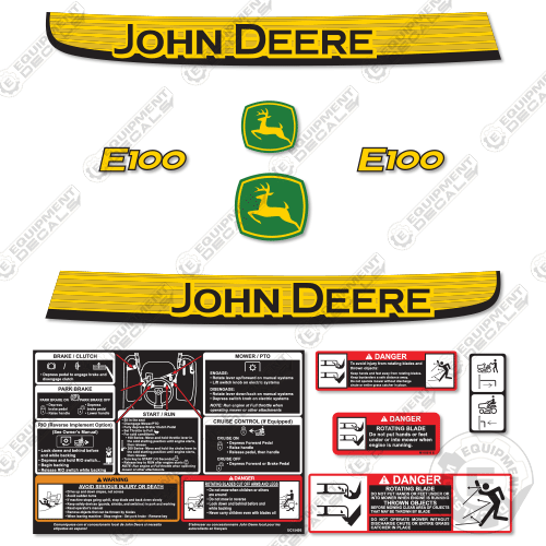 Fits John Deere E100 Decal Kit Mower 140, decal kit, e140