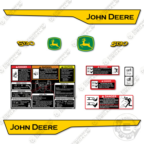 Fits John Deere S130 Decal Kit Mower 120, decal kit, s-120, s120