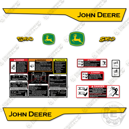 Fits John Deere S160 Decal Kit Mower 160, decal kit, s-160, s160