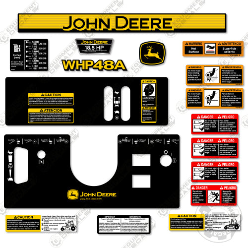 Fits John Deere WHP48A Decal Kit Mower 48, 48a, decal kit, whp, whp48, whp48a