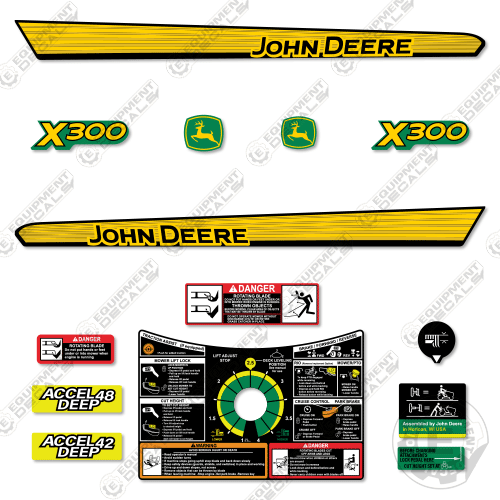 Fits John Deere X300 Decal Kit Mower 300, decal kit, x300