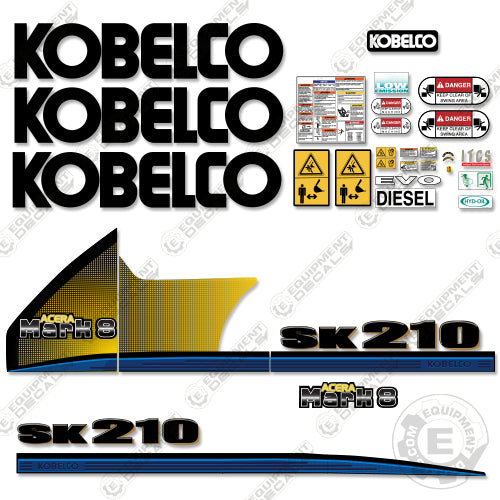 Fits Kobelco SK210-8 Decal Kit Excavator 210, 210LC8, decal kit, LC-8, LC8, sk, sk210