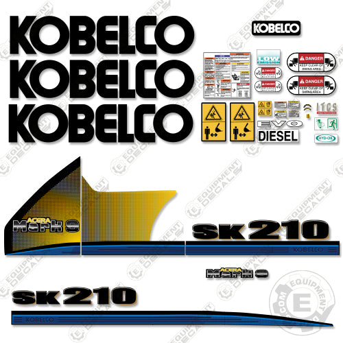 Fits Kobelco SK210 Mark 9 Decal Kit Excavator 210, 210LC8, decal kit, LC-8, LC8, lc9, mark 9, sk, sk210