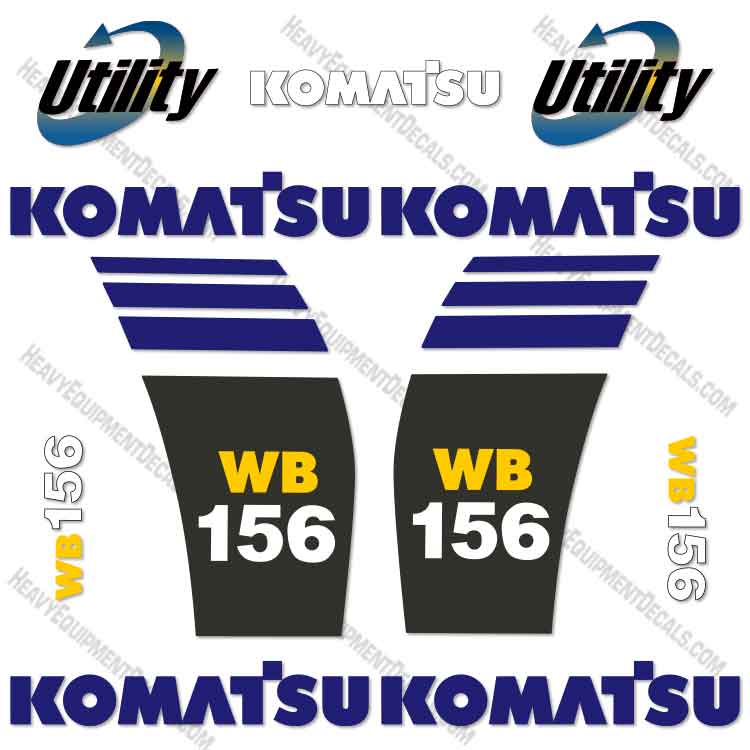 Fits Komatsu WB 156-5 Backhoe Decal Kit  decal kit, wb-156, wb156