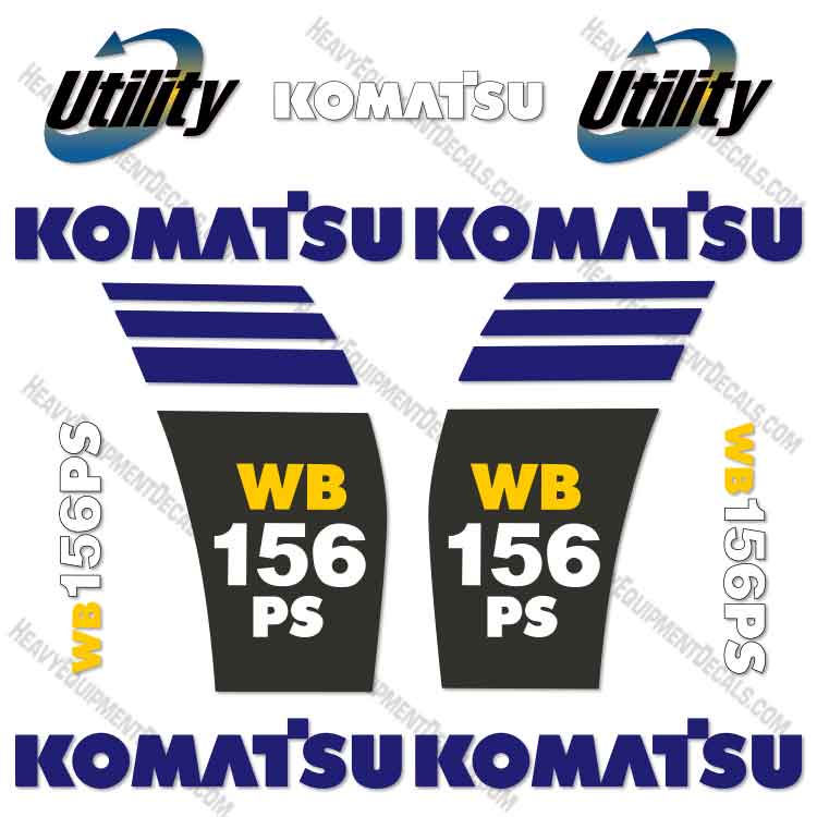 Fits Komatsu WB 156PS-5 Backhoe Decal Kit decal kit, wb-156, wb156, wb-156ps