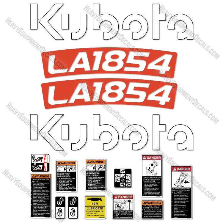 Fits Kubota LA1854 Decal Kit Utility Tractor - New Style Kubota