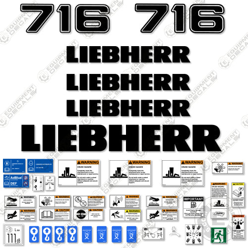 Fits Liebherr 716 Dozer Exterior Decal Kit 716, decal kit