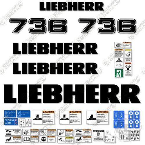 Fits Liebherr 736 Decal kit Dozer 736, decal kit