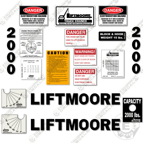 Fits Liftmoore 2000 Decal Kit Crane Truck 2000, decal kit