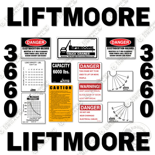 Fits Liftmoore 3660 Decal Kit Crane Truck 3660, decal kit