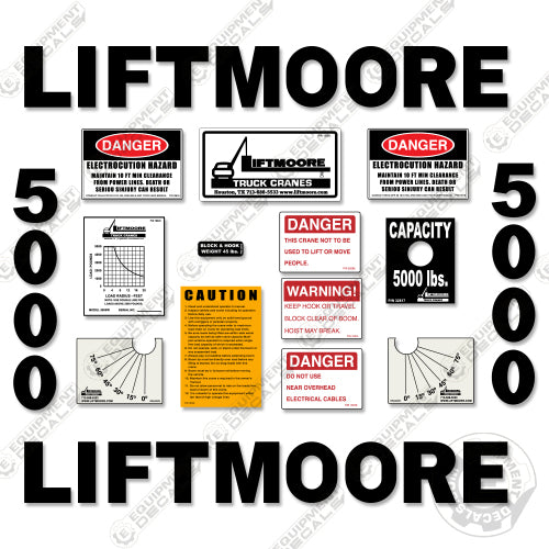 Fits Liftmoore 5000 Decal Kit Crane Truck decal kit