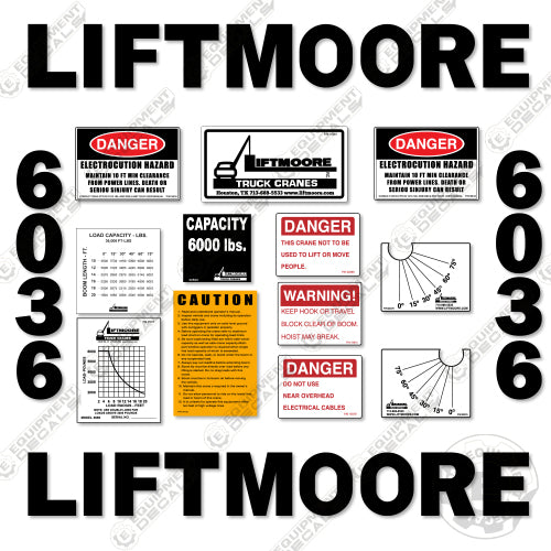 Fits Liftmoore 6036 Decal Kit Crane Truck decal kit