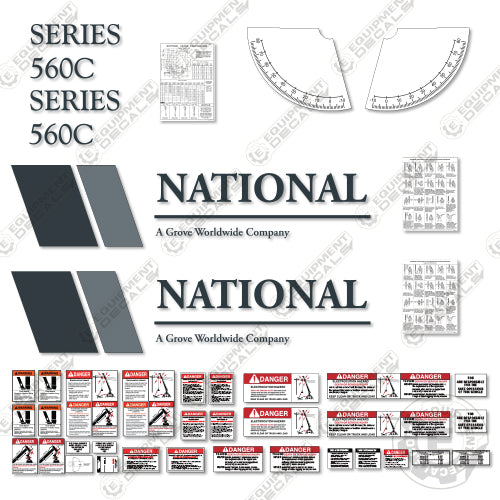 Fits National 560C Boom Crane Decal Kit boom, crane, decal kit, lift, manitowoc