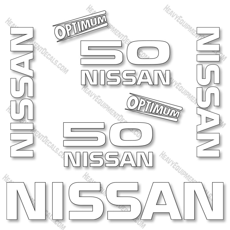 Fits Nissan 50 Optimum Decal Kit Forklift - CUSTOM WHITE 50, decal kit, nissan, optimum