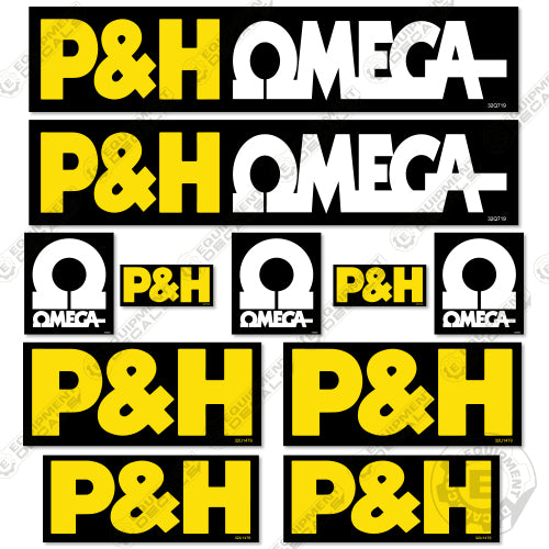 Fits P&H Omega 18 Decal Kit Rough Terrain Crane decal kit, omega 18