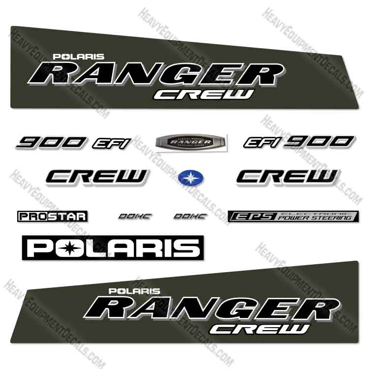 Fits Polaris Ranger 900 Crew EFI Decal Kit SAGE GREEN 900, 900 crew, 900efi, decal kit, efi, excavator, high, high output, output
