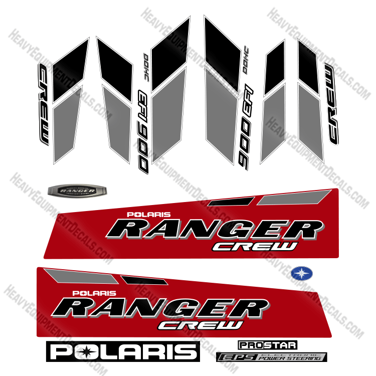 Fits Polaris Ranger 900-6 EFI Crew Decal Kit UTV - Red 900, 900efi, 900 efi. 900xp, decal kit, efi, excavator